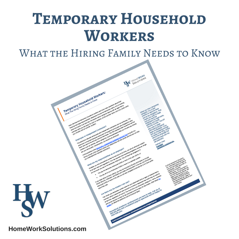 Temporary Household Workers and Nanny Taxes
