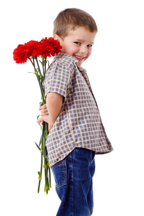 Kid with flowers