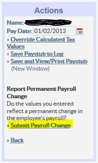 Record Nanny Payroll Change