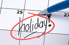 Holiday marked on calendar