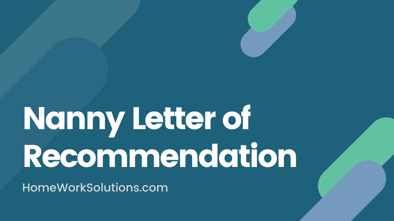 Nanny Letter of Recommendation Covid-19 Job Loss